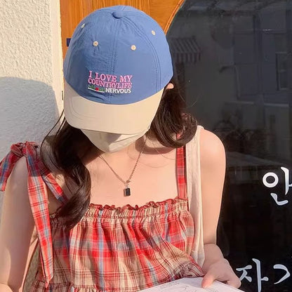 Short Panel Brim Color Cap Lettering Embroidered