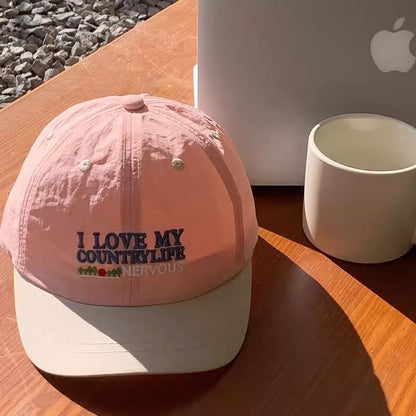 Short Panel Brim Color Cap Lettering Embroidered