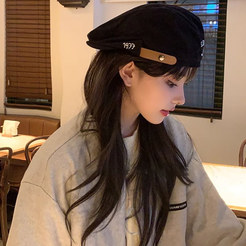 Numerical  Embroidered Flat Cap