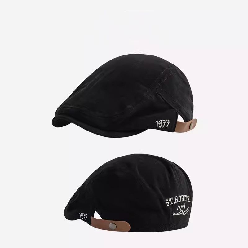 Numerical  Embroidered Flat Cap