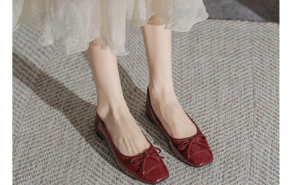 Bow Faux Leather Flats