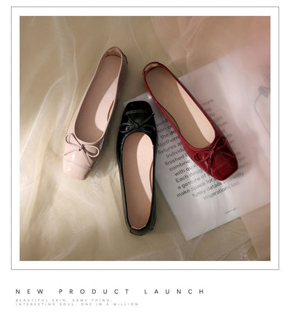 Bow Faux Leather Flats
