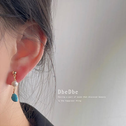 Pearl Turquoise Earring Alloy Freshwater Drop