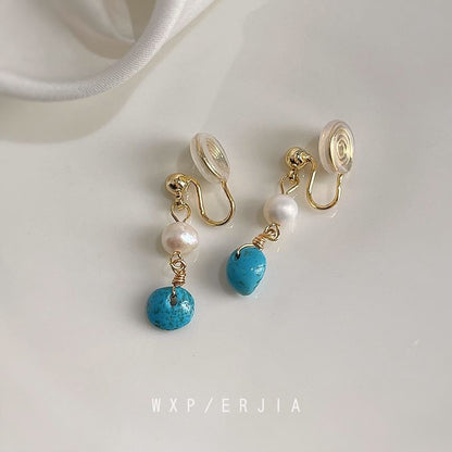 Pearl Turquoise Earring Alloy Freshwater Drop
