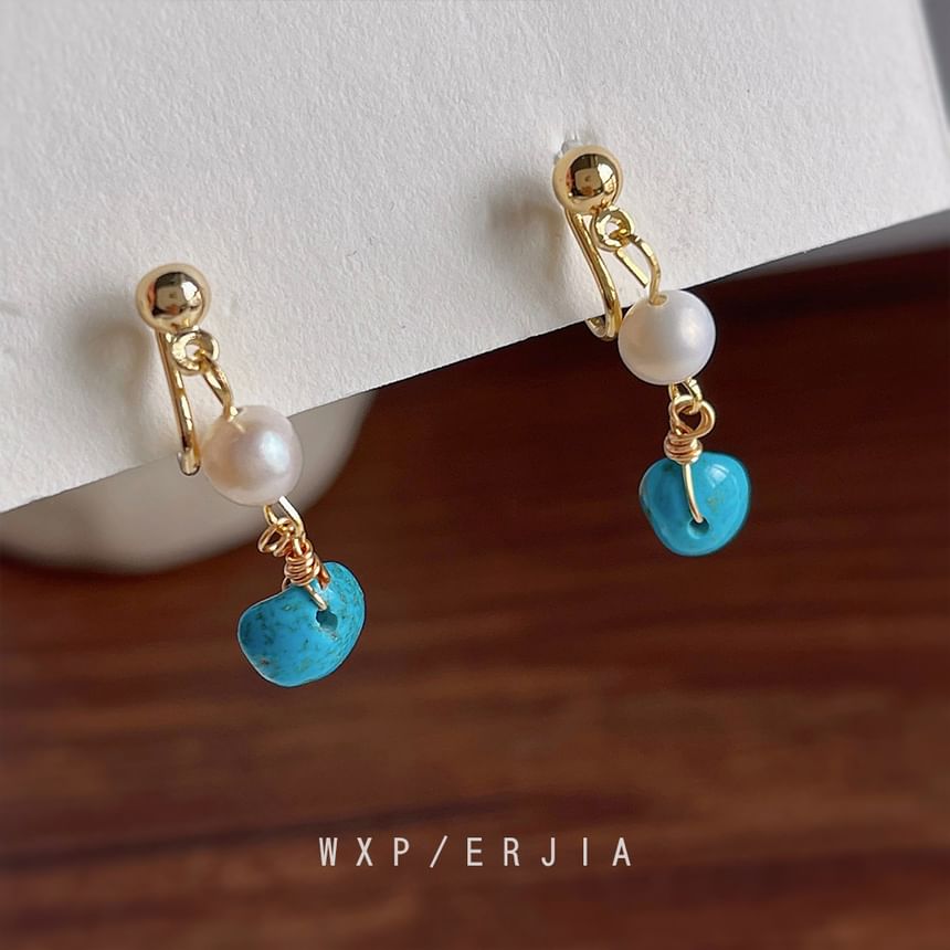 Pearl Turquoise Earring Alloy Freshwater Drop