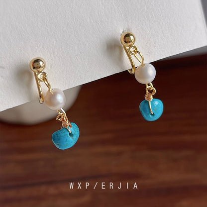 Pearl Turquoise Earring Alloy Freshwater Drop