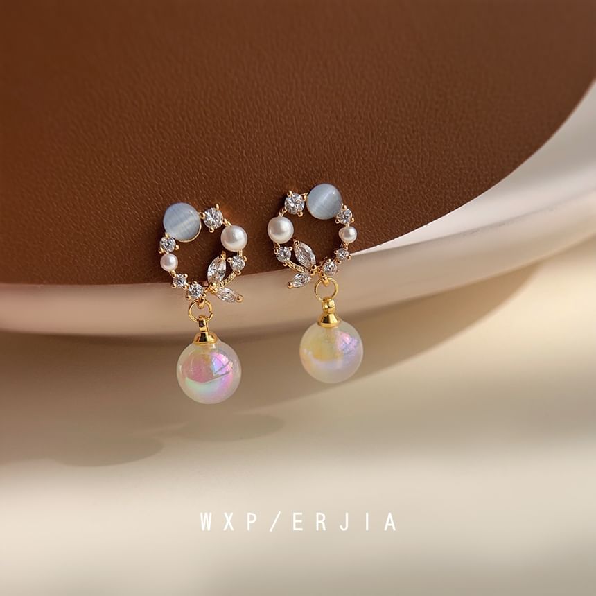 Drop Pearl Alloy Faux Rhinestone Earring