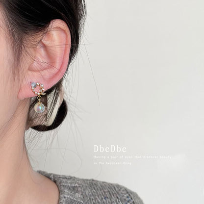 Drop Pearl Alloy Faux Rhinestone Earring