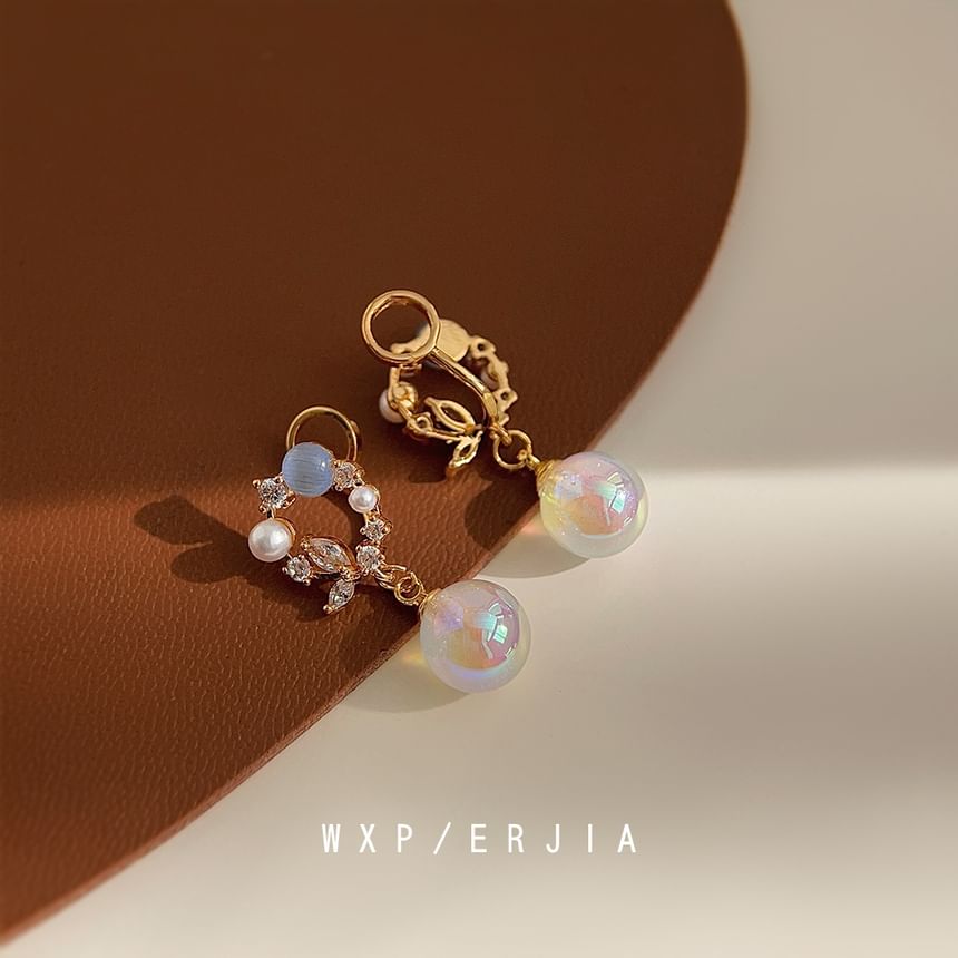 Drop Pearl Alloy Faux Rhinestone Earring