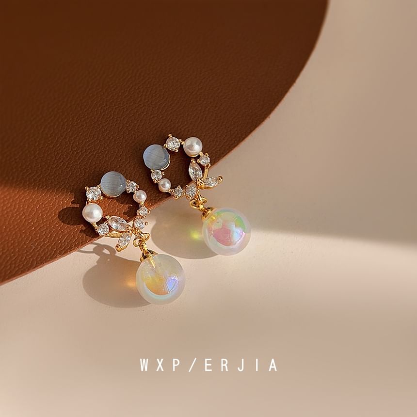 Drop Pearl Alloy Faux Rhinestone Earring