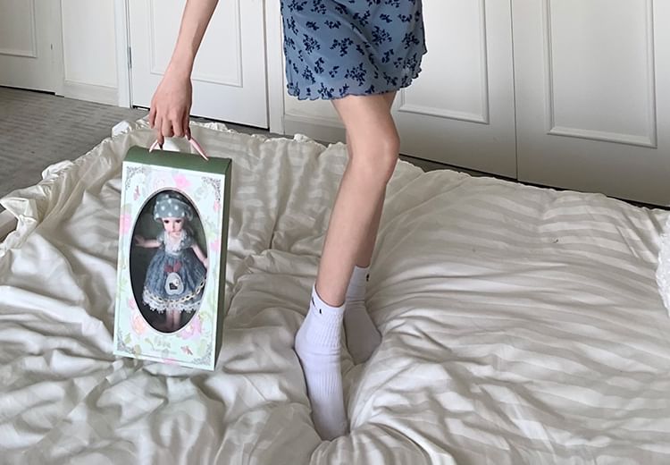 Short-Sleeve V-Neck Floral Print Mini Bodycon Dress