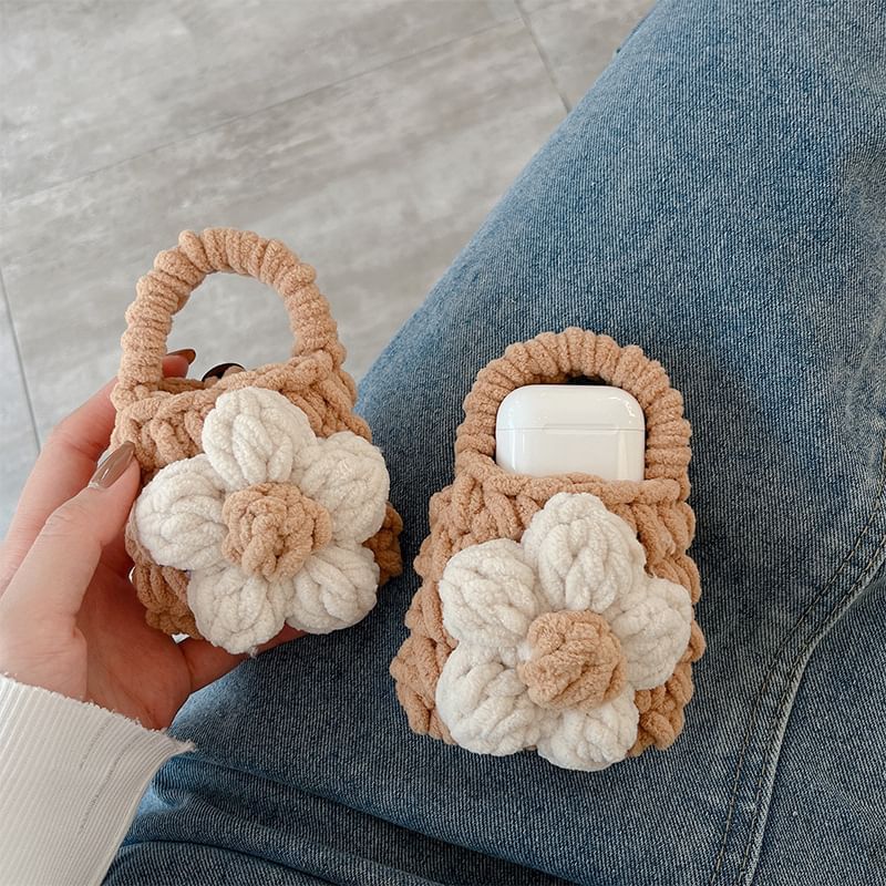 Floral Knit Earphone Pouch Case