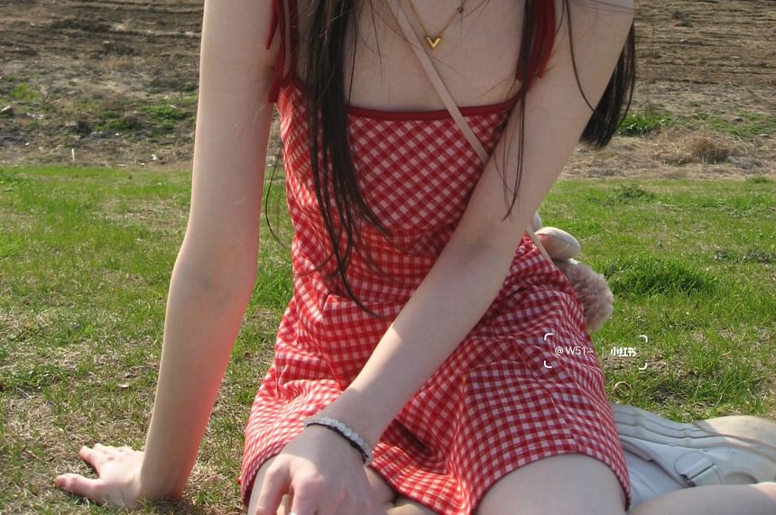 Thin Strap Gingham Mini Sundress
