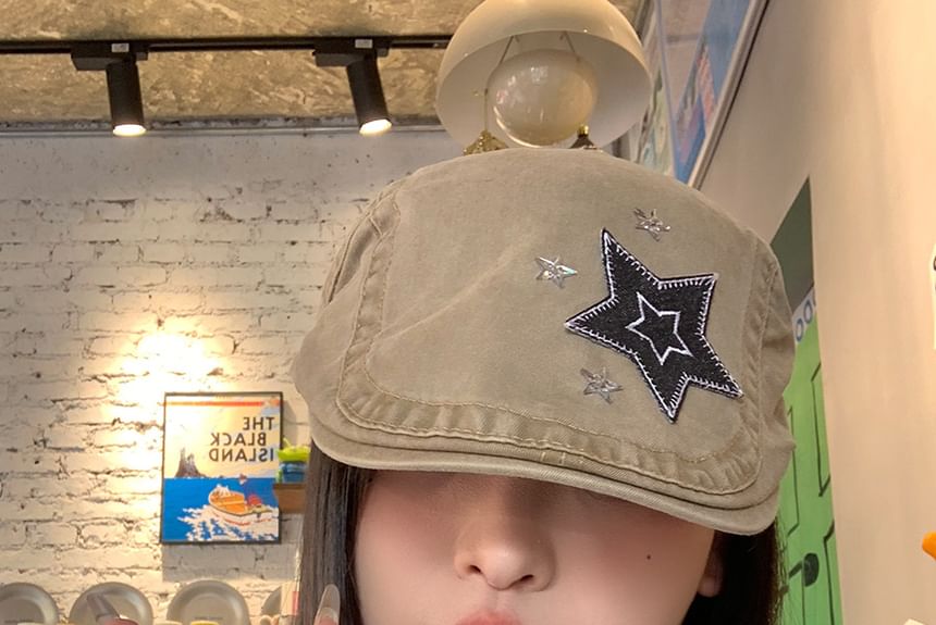 Star Applique Flat Cap