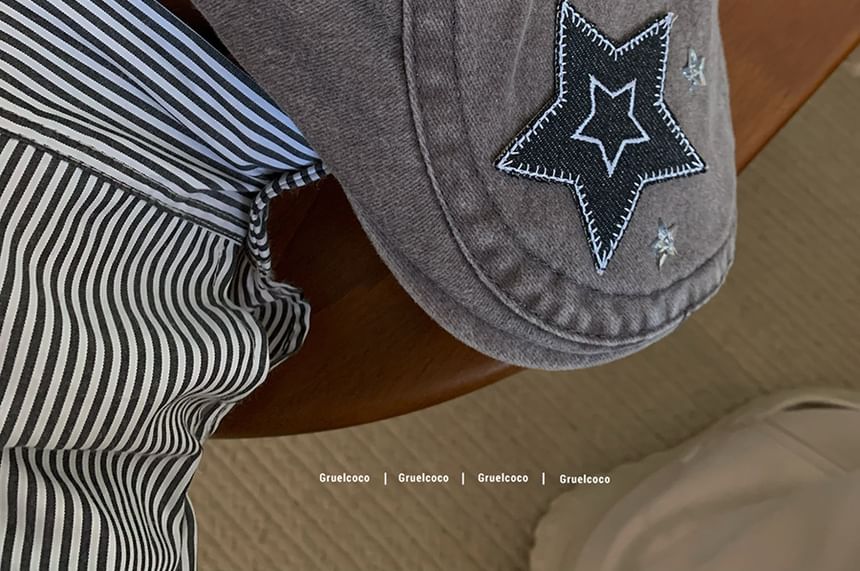 Star Applique Flat Cap