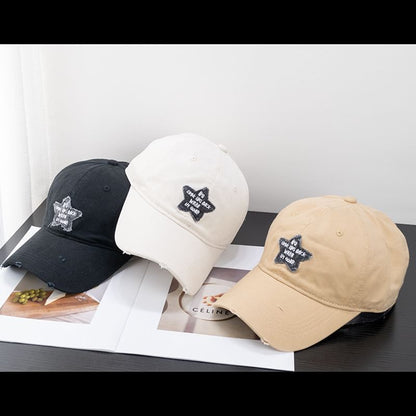 Baseball Distressed Star Cap Applique