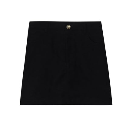 High Waist Plain Mini A-Line Skirt