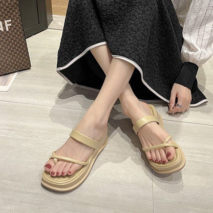 Toe Loop Platform Slide Sandals