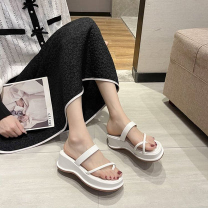Toe Loop Platform Slide Sandals