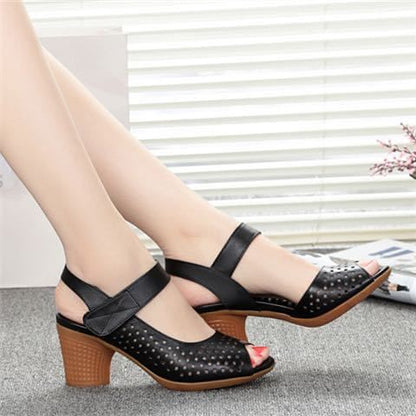 Peep Toe Chunky Heel Sandals