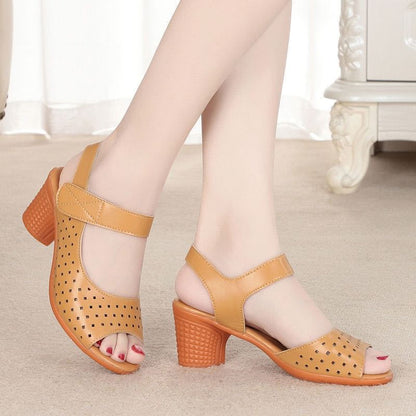 Peep Toe Chunky Heel Sandals