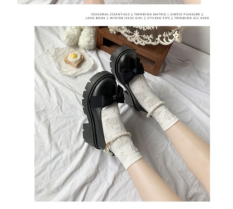 Ankle Strap Bow Platform Chunky Heel Loafers