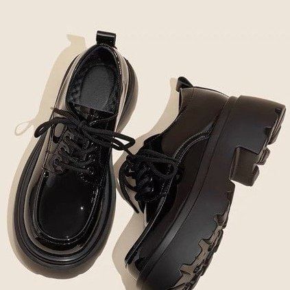 Platform Shoes Heel Lace-Up Chunky