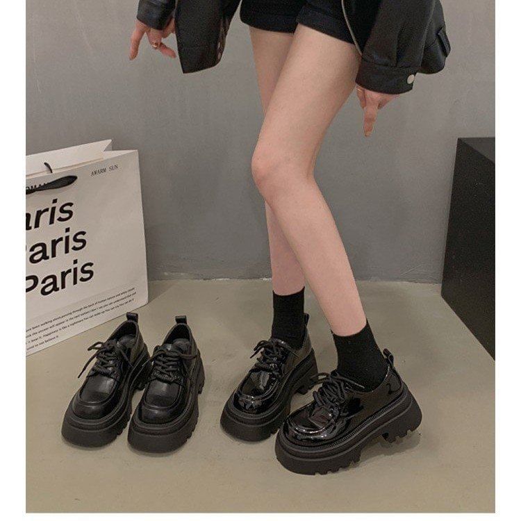 Lace-Up Platform Shoes Heel Chunky