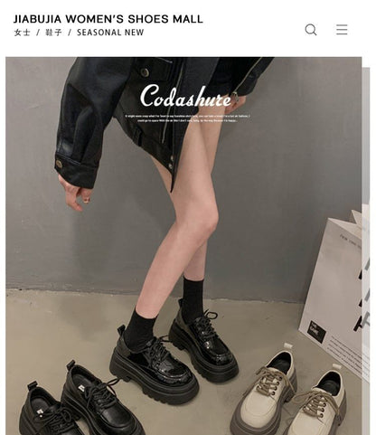 Lace-Up Platform Shoes Heel Chunky