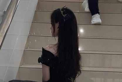 Plain Short-Sleeve Gown Shoulder Off Mesh Sequin A-Line Evening