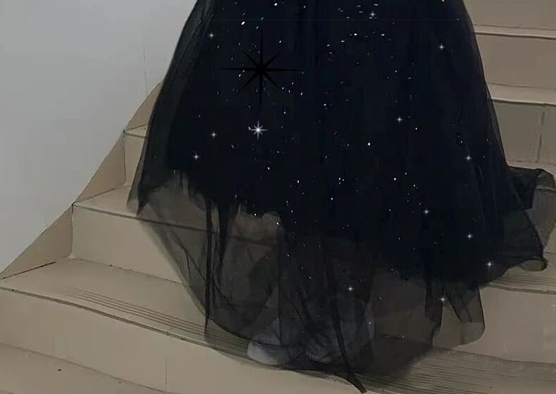 Plain Short-Sleeve Gown Shoulder Off Mesh Sequin A-Line Evening