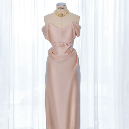 Sheath Off-Shoulder Evening Plain Gown
