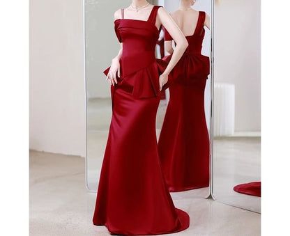 Asymmetrical Cold-Shoulder A-Line Velvet Evening Gown