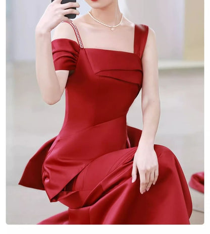 Asymmetrical Cold-Shoulder A-Line Velvet Evening Gown