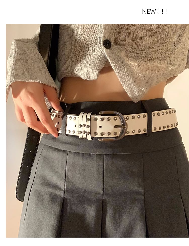 Studded Faux Leather Belt