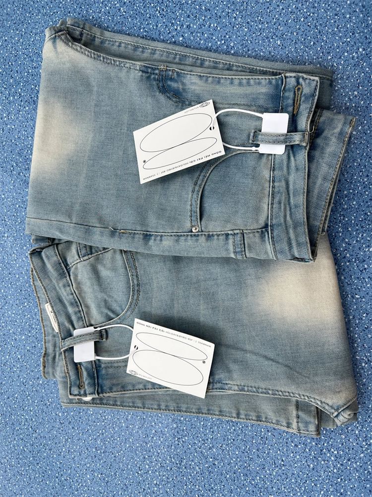 High Waist Washed Flared Jeans