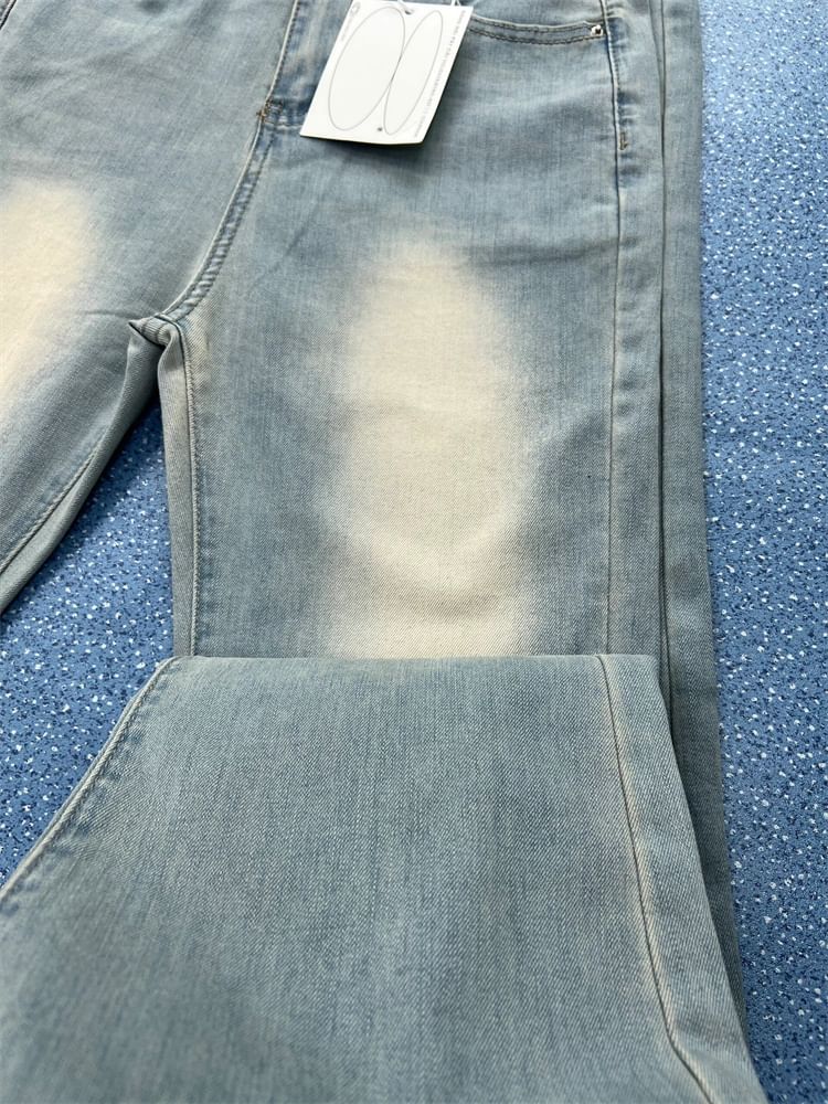 High Waist Washed Flared Jeans