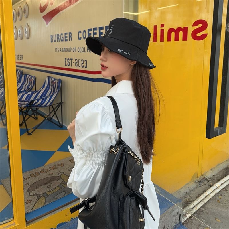 Cartoon Hat Embroidered Bucket