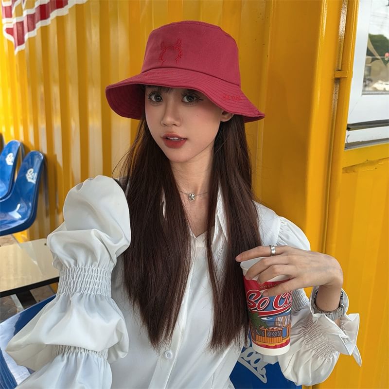 Cartoon Hat Embroidered Bucket