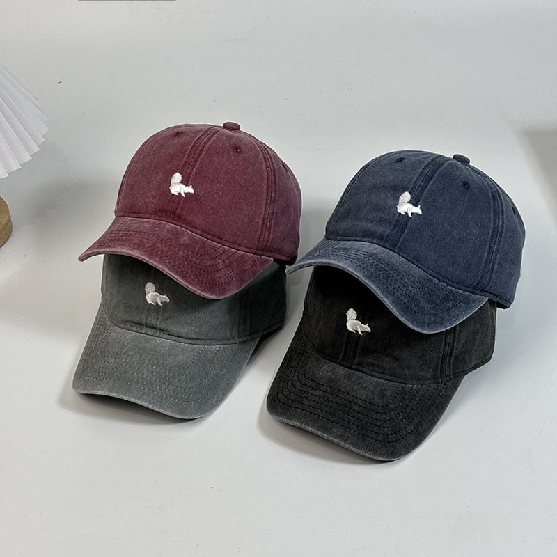 Embroidered Cap Baseball Squirrel
