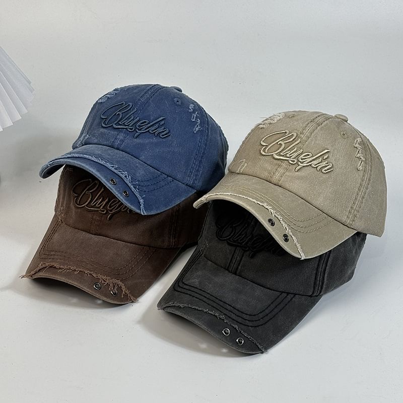 Distressed Letter Baseball Embroidered Cap