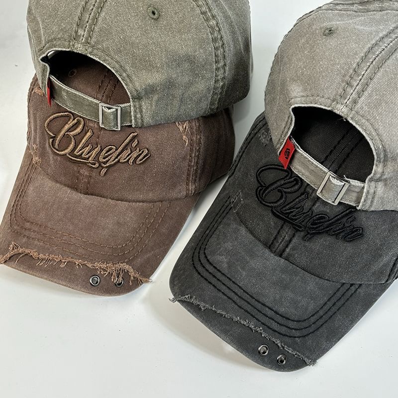 Distressed Letter Baseball Embroidered Cap