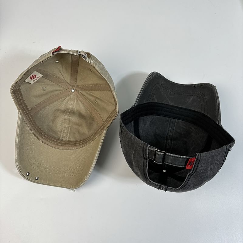 Distressed Letter Baseball Embroidered Cap