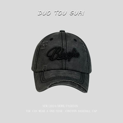 Distressed Letter Baseball Embroidered Cap