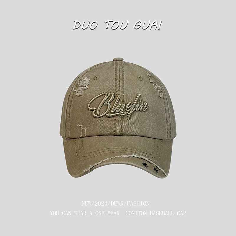Distressed Letter Baseball Embroidered Cap