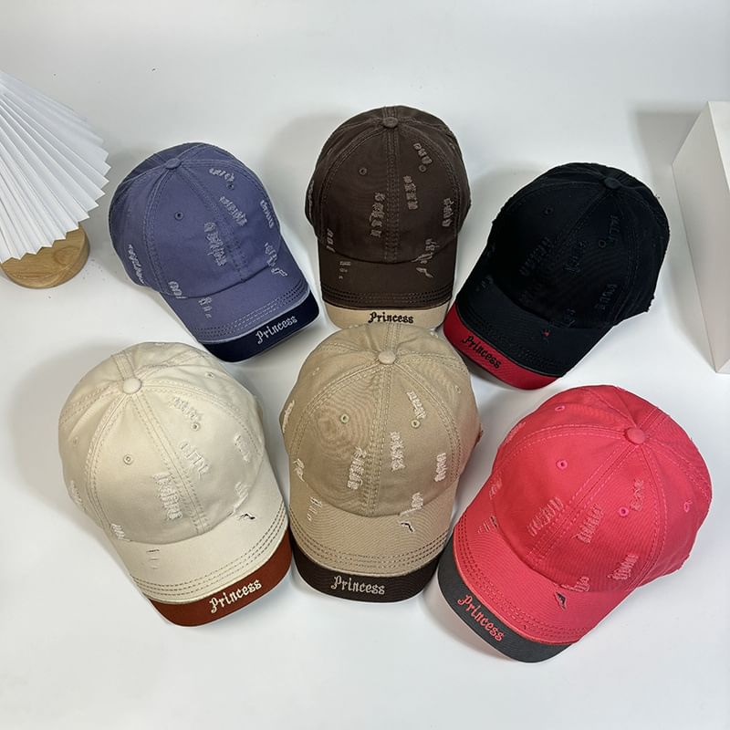 Baseball Distressed Letter Embroidered Cap