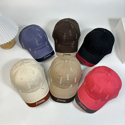 Baseball Distressed Letter Embroidered Cap