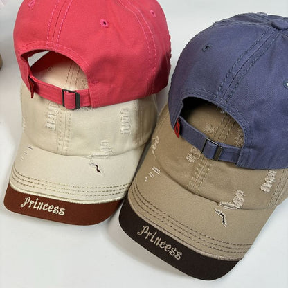 Baseball Distressed Letter Embroidered Cap