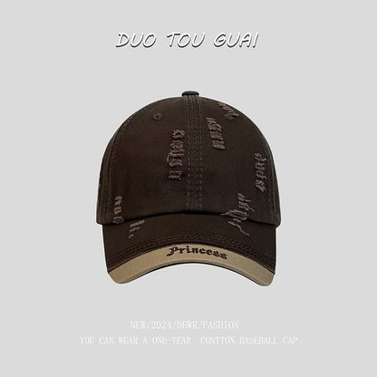 Baseball Distressed Letter Embroidered Cap