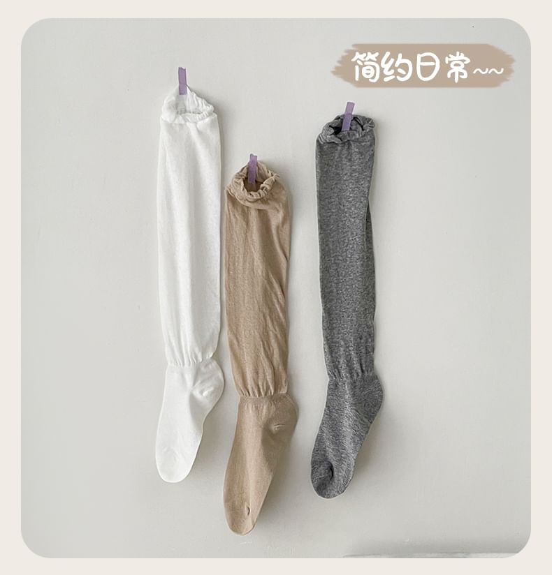 Set of 2 Pairs: Plain Shirred Socks